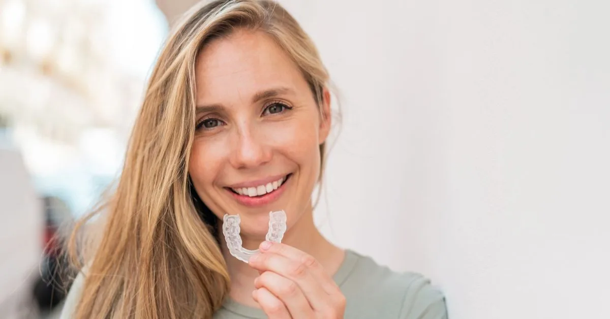 adult holds retainer tray after stopped wearing my retainer